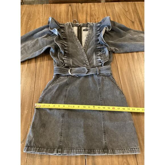 Anthropologie Alexia Magali Pascal Denim Carbon Mini Dress Ruffle belt accent 6 - Picture 6 of 16